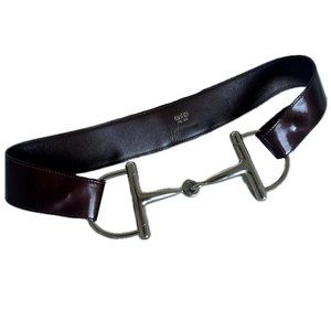 Gucci FW 1995 Brown Patent Leather & Silver Horse-bit Belt